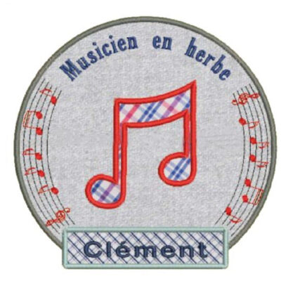 motif de broderie machine cadre musicien en herbe