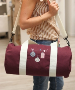 sac polochon brodé personnalisé enfant toile sport bordeaux anses écru Maison de Camaret