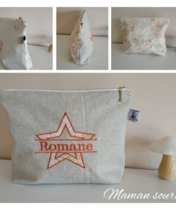 trousse de toilette broderie personnalisée Liberty adelajda Maison de Camaret